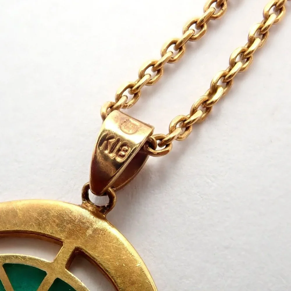 Authentic! Mikimoto 18k Yellow Gold Stained Glass Window Pendant Necklace
